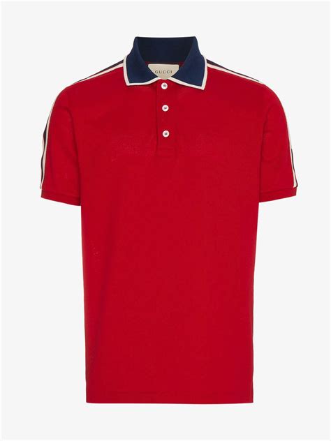 gucci blue and red striped shirt|red Gucci polo.